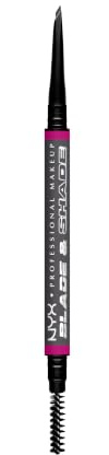 NYX Professional Makeup Augenbrauenstift, Mit zweiseitiger Spitze zum Definieren der Augenbrauen, Bis zu 16h wischfest und farbecht, Vegane Formel, Blade & Shade Nano, Farbton: Grey
