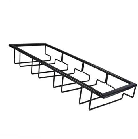 LALADEFIEE Portabicchieri Sospeso Ferro Per Bicchieri Da Vino Supporto Elegante Posti Per Bar e Casa Nero Design Chic e Pratico Per Organizzare Le Tue Tazze Da Vino
