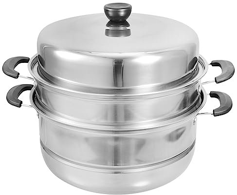 Vaporera para Alimentos de Acero Inoxidable 3 Niveles Plata
