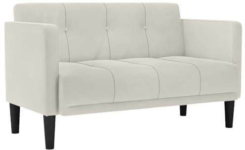 vidaXL Zweisitzer-Sofa Creme 111 cm Samt, 2-Sitzer-Sofa, Couch, Wohnzimmer-Sitzmöbel, Wohnzimmersofa, 2-Sitzer-Couch