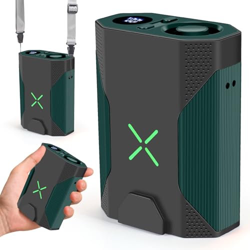 Uplayteck Ventilatore ‌da Cintura, 100 Velocità Regolabili, 165g Progettazione Superleggera, 36.000 RPM ‌Rotazione Ultraveloce, Pratico da Portare, Adatto al Lavoro all'aperto (Verde)