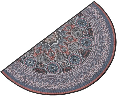 LIFKOME Böhmischer Teppich Polyester Halbrunde rutschfeste Eingangsmatte Mandala Muster Wohnzimmer Schlafzimmer Badezimmer Fußmatte