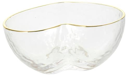 NOLITOY Ciotola Insalatiera in Vetro Forma di Cuore con Rifiniture Dorate Ciotola da Dessert e Snack Elegante per Feste e Uso Quotidiano