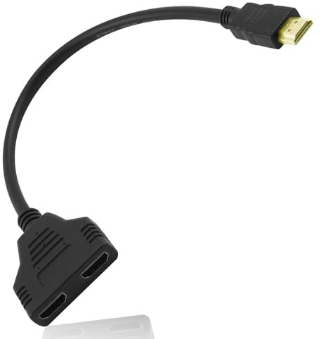 LEMLIN HDMI Splitter Adapter, 1080P Stecker auf Dual Buchse,1 auf 2 Wege HDMI Splitter Adapterkabel für LED, HDTV HD, LCD Monitor und Projektoren, Unterstützt Zwei Fernseher gleichzeitig ﻿