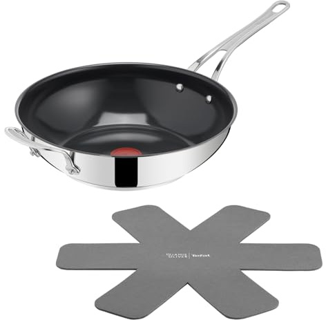 Tefal Jamie Oliver Classic Cook Wokpfanne 30 cm, inkl. Pfannenschoner, antihaftbeschichtete Keramikoberfläche, Thermo-Signal, für alle Herdarten, Edelstahl, H8819355