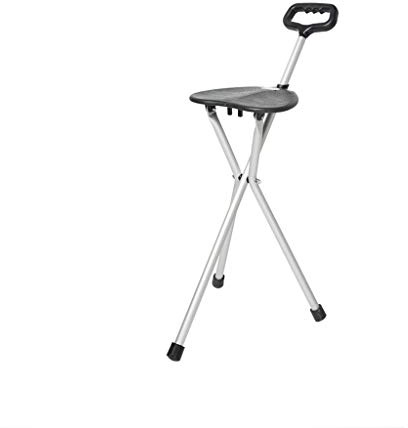 ZJFHEYUO Chaise Pliante avec béquilles, Pieds de Marche, Tabouret, siège, Tabouret Pliant pour Vieil Homme, siège en Alliage d'aluminium ultraléger, Canne de Marche, Beau Paysage