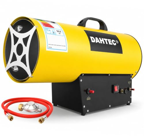 DAHTEC Gasheizgebläse 30-50 kw Leistungsregulierung Heizkanone Heizlüfter Gas Tragbar Bauheizer Luftmenge 1000 m³/h für Baustellen, Garage