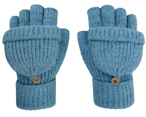Winter Fingerlose Handschuhe Strick Fingerhandschuhe Mit Klappfinger Winterhandschuhe Fäustlinge Outdoor Fausthandschuh Handwärmer Gloves Warme Requisiten Geschenke Für Wandern Skifahren Radfahren