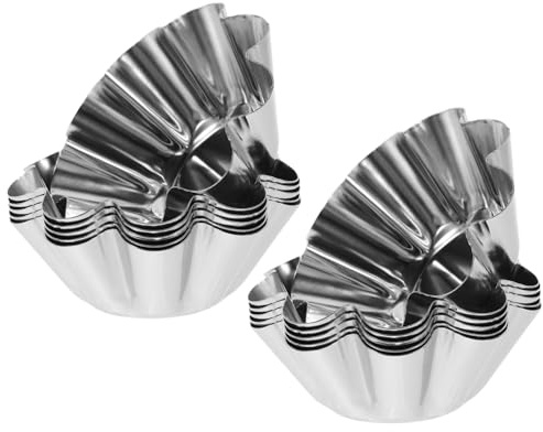 TEMPNAP 12pcs Flower Stainless Steel Tartlet Pans Non-Stick Reusable | Cupcake Baking Pan, Cupcake Moulds, Puto Molder, Silver Finish for DIY Making and Party Use