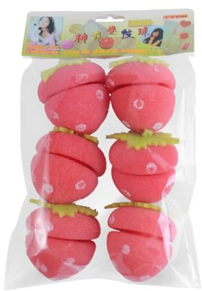 Bigodini Alla Fragola | Spugna In Schiuma Confortevole Senza Calore Da 6 Pezzi | Bigodini Per Capelli Lunghi Durante La Notte, Morbidi, Flessibili, Facili Da Usare, Strumento Di Arricciatura Delicato