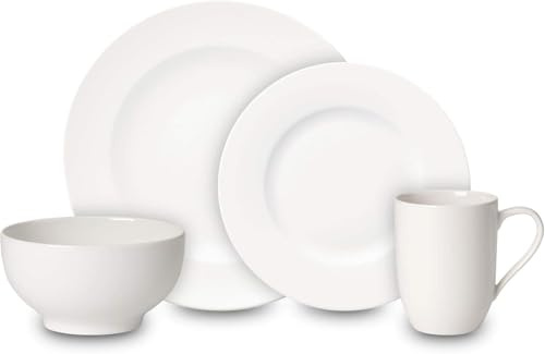 Villeroy & Boch For Me Service de table 16 pièces en porcelaine de qualité supérieure pour 4 personnes Blanc