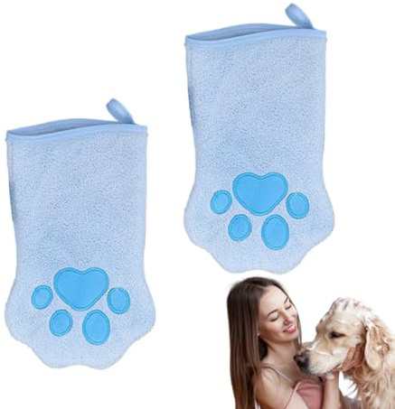 Handskar för husdjur – hund- kattvantar, dubbelsidig borste med snabbtorkande handduk, rengöringstillbehör med mild massage, husdjursvårdsverktyg med hållbart material, hemtillbehör för badresor