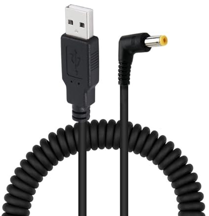 Tsophreniq Bobine Flessibili a Molla USB a DC5.5X3.3 Cavo Alimentazione Maschio Lunghezza 1, 5 m Materiali TPU per Cavo Ricarica Retrattile per Elettronica