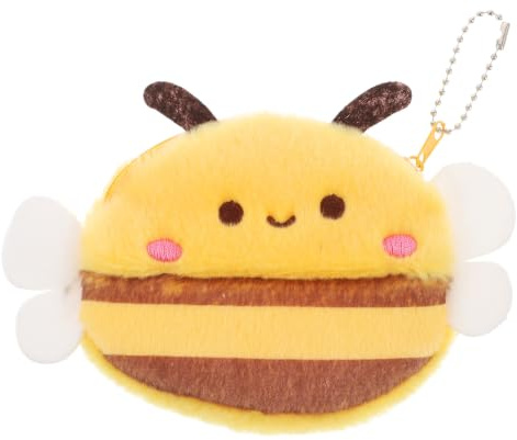 WATIIFUFU Monedero de Peluche en Forma de Abeja Amarillo Llavero Decorativo, Mini Cartera Adorable y Funcional Niñas, Material Felpa Suave y Protección para Monedas