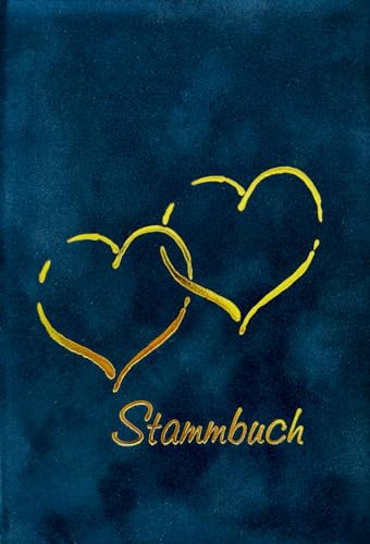 Stammbuch Hochzeit - ALIVIA - Familienbuch aus luxuriösem Velours in dunkelblau, Familienstammbuch mit Stammbaum Vorlage zum Ausfüllen, Stammbuch der Familie im Format 14 x 21 cm