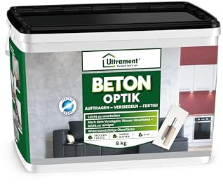 Ultrament Beton Optik 8 kg Pulverspachtel, betongrau | Moderne Wandgestaltung im Betonlook für Innen & Außen | wetter-, frost- & UV-beständig