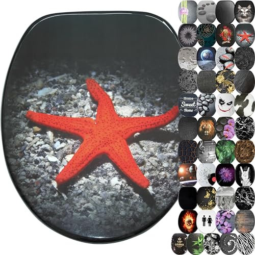 Sanilo WC Sitz mit Absenkautomatik, viele schöne schwarze Toilettendeckel zur Auswahl, hochwertige und stabile Qualität aus Holz (Deep Sea)