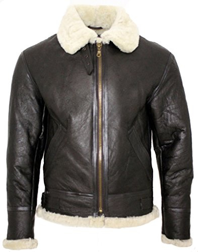 Infinity Leather Uomo Crema B3 Montone di Pecora Guerra Mondiale 2 Bomber Giacca in Pelle Volante Aviator