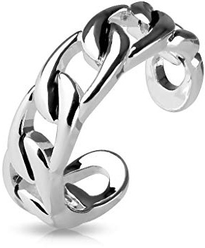 Paula & Fritz® Ring Damen Verstellbar Kettenglieder Gold Silber 316L Chirurgenstahl Zehenring Mittelring Partnerring Offen Einstellbarer-Ring