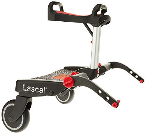 Lascal BuggyBoard Maxi+, Kinderbuggy Trittbrett mit großer Stehfläche und Saddle, Kinderwagen Zubehör für Kinder von 2-6 Jahren (22 kg), kompatibel mit fast jedem Buggy, schwarz