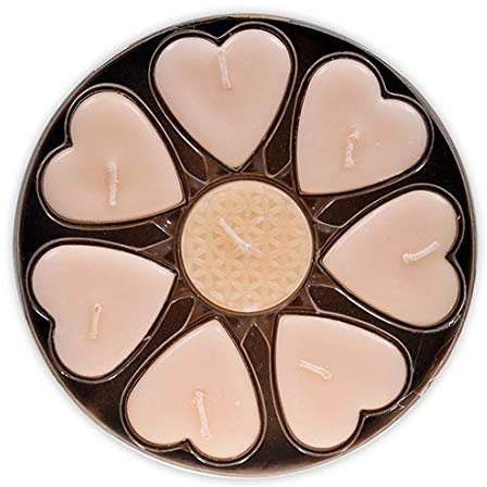 7 Lumini a forma di cuore profumo di Gelsomino + 1 fiore della vita durata di 4 o 5 ore stearina e cera cocco certificata WFTO Jasmin