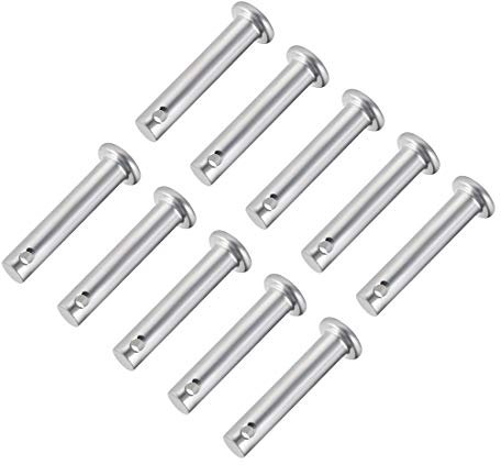 sourcing map 10 Stück Steckbolzen Einloch Gabelbolzen 6mm x 30mm Splintstift Flachkopf verzinkter Stahl Lochbolzen