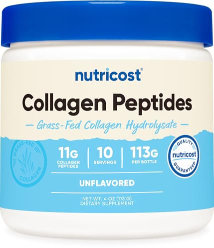 Nutricost Collagen Peptides Powder 4 oz (Unflavored) Type I, Type III Collagen - Grass-Fed, Gluten Free and Non-GMO