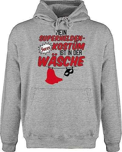 Shirtracer Hoodie Herren Pullover Männer - Karneval & Fasching - Mein Superhelden Kostüm ist in der Wäsche I - XL - Grau meliert - Outfit Faschings superheld Hoody Oberteile Karnevals Hoodies