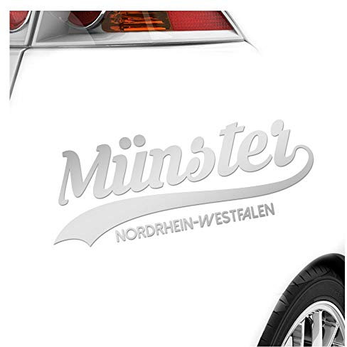 Kiwistar - Autoaufkleber - Münster Nordrhein-Westfalen - Silber - 24x9cm - Aufkleber Auto, Laptop, Fahrrad, LKW, Motorrad mehrfarbig JDM Decal Racing
