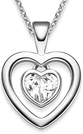 Amoonìc Herzkette Silber 925, Halskette Damen Kette mit Herzanhänger | Ich liebe Dich Anhänger mit Herz als Schmuck Geschenk für Frauen Sie Mama Freundin Ehefrau Liebesgeschenk