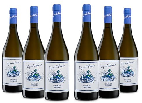 Vigneti Romio Weißwein Trebbiano Romagna DOC, Frischer Geschmack mit Blumigen Aromen, 12 % Vol., Karton mit 6 Flaschen mit jeweils 750 ml