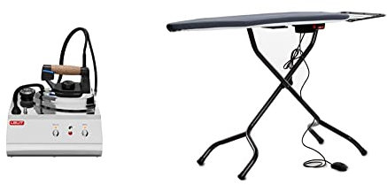 Lelit Ps25 Ferro Da Stiro Con Caldaia Inox Separata Ad Alta Pressione E Tappo Di Sicurezza, Acciaio Inossidabile, Argento/Nero & Pa173 Asse Da Stiro Aspirante Riscaldato Pieghevole, Metallo