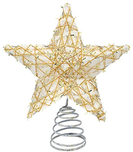 Puntale Albero di Natale Guador - Stella Glitterata in Ferro Dorato - Decorazione Natalizia per Casa, Festa e Bar