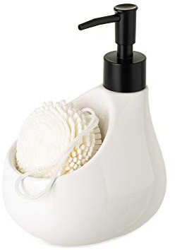 Dispensador con estropajo blanco y negro de cerámica de 10x12x17 cm - LOLAhome