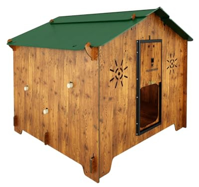 Pollaio per 8 10 galline ovaiole ornamentali POLLY CHALET L con 2 posatoi 2 posti nido esterni porta sicura anti-predatore (manuale) anti acaro rosso (Made in Italy)