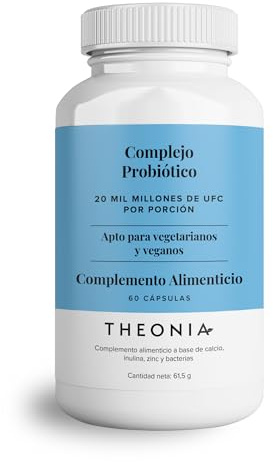 Theonia Probiotik Complex Ergänzungsmittel – 7 hochwirksame Bakterienstämme mit 20 Milliarden KBE – Darmreinigung, Immunfunktion, Verdauungsförderung, Hautgesundheit – 60 Vegan Kapseln