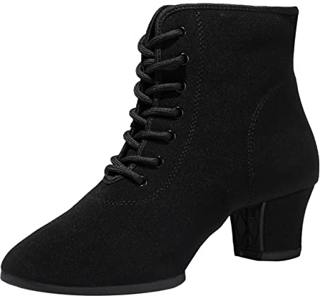 Scarpe da Ballo da Donna Suola Spezzata Scarpe da Ballo Moderne Suola in Gomma Stivaletti con Tacco Medio Grosso,Split Sole,38 EU