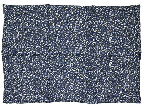 Cojín térmico para la espalda (calor y frio) - Saco térmico de semillas (40x30cm algodón orgánico florecitas con 6 compartimientos, huesos de cerezas)