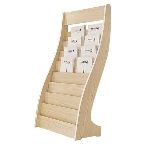 CASEGO Stehender Zeitschriftensammler aus Holz, mehrschichtig, großes Fassungsvermögen, geeignet für Dokumente, Bücher, Broschüren usw. (natur)