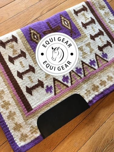 EQUIGEAR Western Show Horse Satteldecke aus neuseeländischer Wolle, Western-Design, handgefertigte Satteldecke, Wollpolster, Sensor Flex (Anpassung möglich), WI09 (34x42)