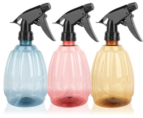 RISVOWO 3 Pack Zerstäuber Sprühflasche, 500ml Nachfüllbar Sprühflaschen, Transparent Spray Bottle, Professional Wassersprühflaschen für Hausreinigung, Garten, Haare