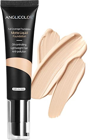 Anglicolor Matte Oil Control Concealer Foundation Flawless Soft Long Lasting Foundation Makeup,Waterproof Full Coverage Face