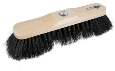 EUROHOME Zimmerbesen aus Naturholz mit Rosshaar - Besenkopf 31 cm robust aber sanft zum Boden - Stubenbesen dicht gewebt - Besen mit dunklen Borsten - Rosshaarbesen einfach auszubürsten