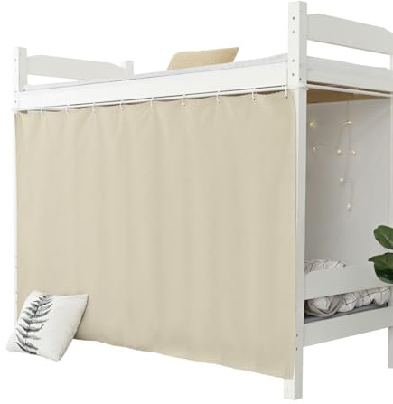 Lightolife Thickened Breathable Blackout Bunk Bed Curtains for Twin Bottom Home Dorm, Beige, 1 Panel