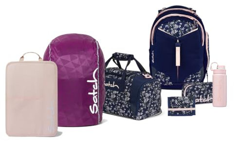 Satch Match Edition Schulrucksack Set 7tlg. inkl. Schlamperbox, Regencape, Geldbörse, Sporttasche, Trinkflasche und Heftebox (Bloomy Breeze)