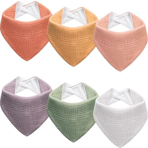 Kewlife Gift Baby Haklapp för Bebis Triangelduk Baby Muslin Halsduk Haklapp Justerbara för Pojkar och Flickor - 6 Stycken