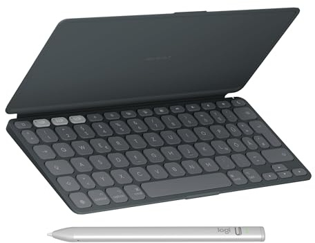 Logitech Keys-to-Go 2 Mobile kabellose iPad-Tastatur mit integriertem Cover, schlanke und kompakte Bluetooth-Tastatur für iPad, iPhone, Mac Crayon Digitalstift