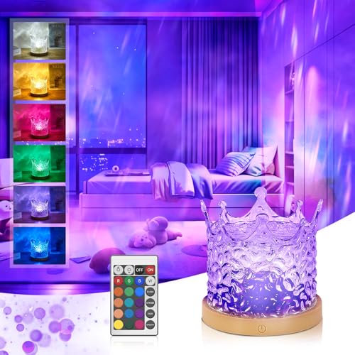 Pup Go Proiettore di luce a forma di corona con galassia, 16 colori, onde oceaniche, luce notturna con telecomando, decorazione romantica per camere da letto/feste/sale giochi, regalo creativo per