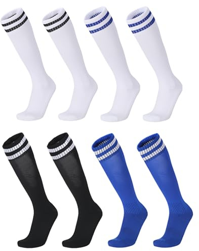 Shengxi 4 Paar Stutzen Kinder Fußball, Fußball Socken Kind Fußballstutzen Kinder Jungen Mädchen Fußballtraining Laufen Sport