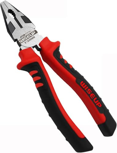 WISEUP Pinze combinate Electrical 8 pollici Industrial Cr-V Chrome Diagonal Pliers with Side Cutting High Leverage Electrical Pliers Cuts Copper, Aluminum, Screw